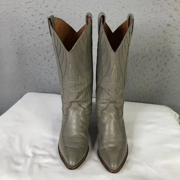 Dan Post Boots Womens Size 6.5C Gray Leather Western Pointed Toe Spain 4117 - Picture 2 of 16